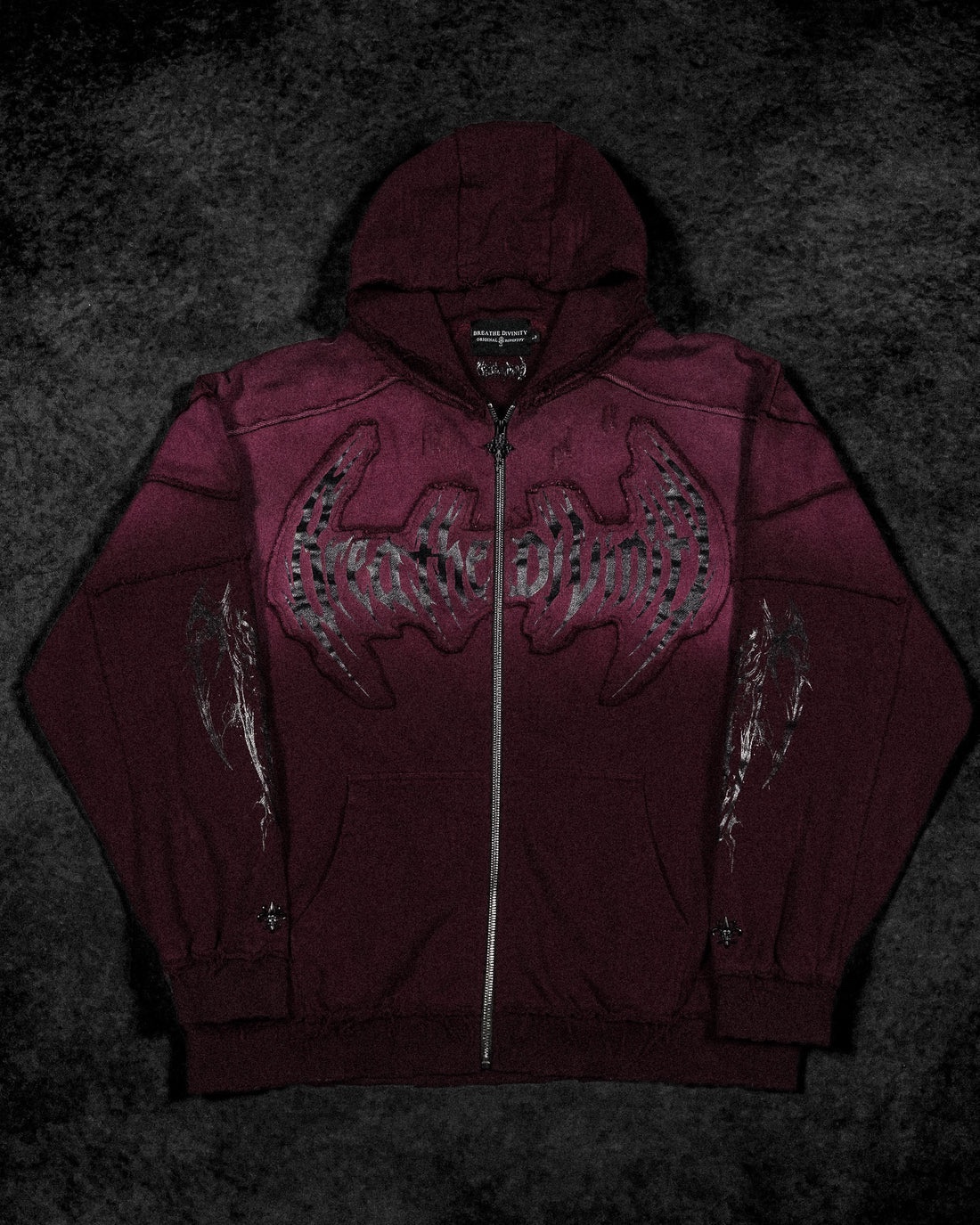 Men's Destroyed Oversized Zip-Up Hoodie